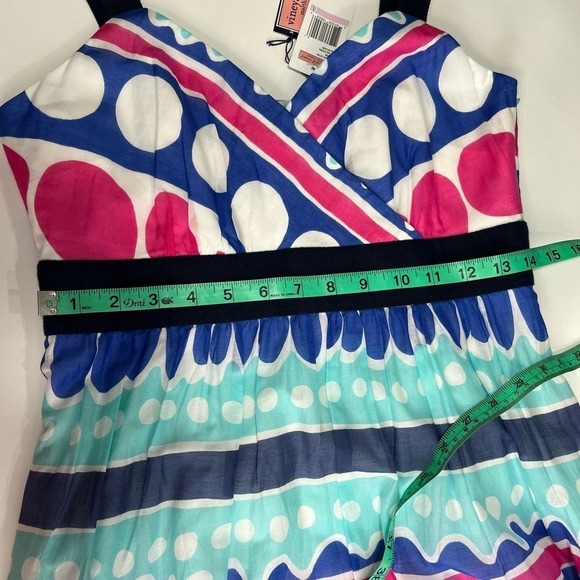 Vineyard Vines Carolina Maxi Dress 6 Ocean Splash NWT Cotton‎ Silk Lined Geo - Picture 11 of 14